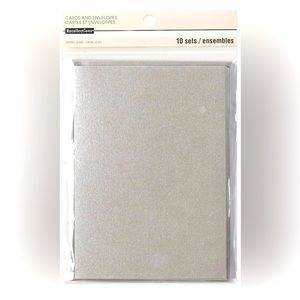 RECOLLECTIONS 10 Set Silver Metallic 5”x7” Blank Cards & Envelopes Stationary
